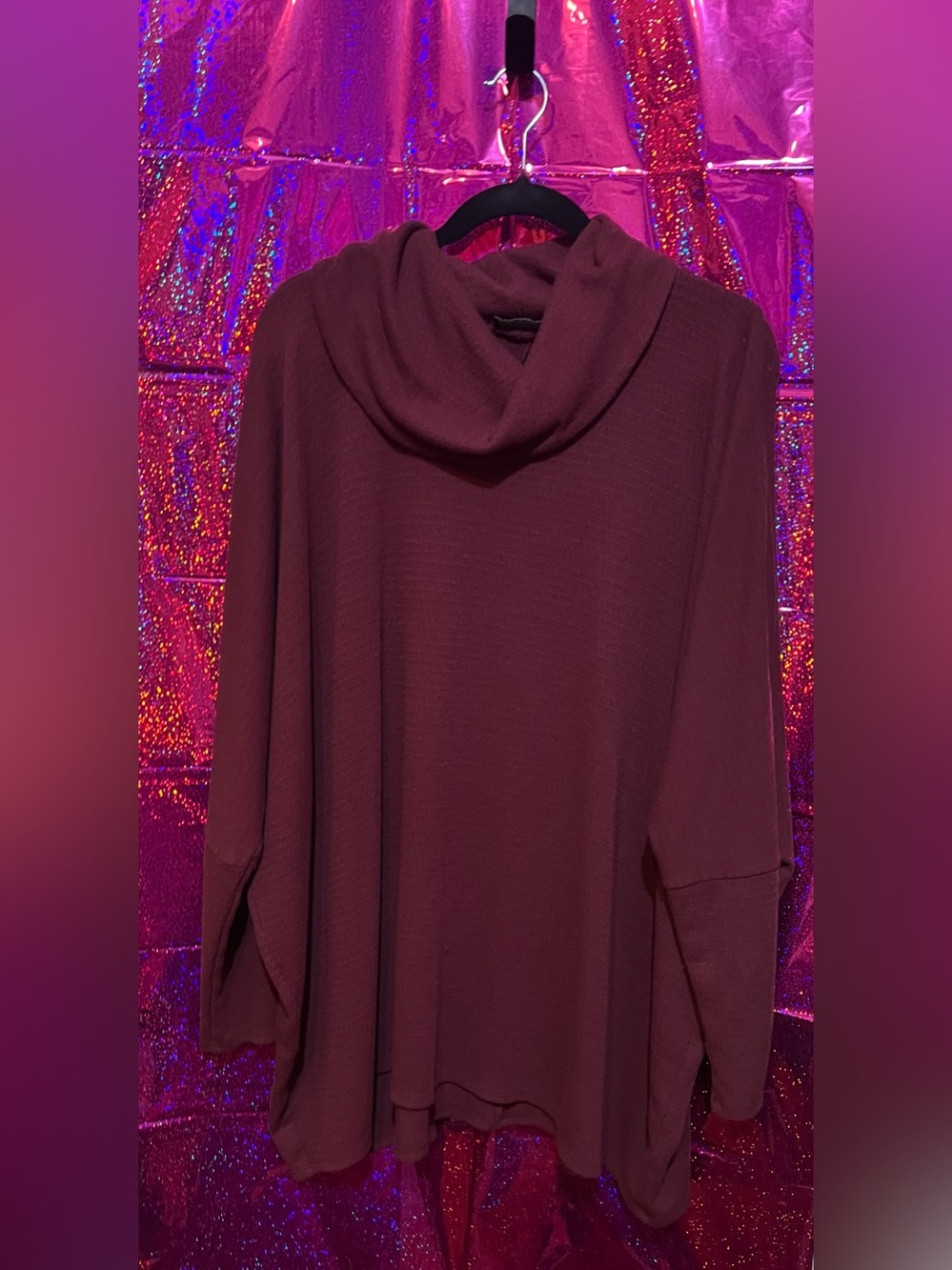 Lane Bryant Cowl Neck Tunic Sweater in Deep Burgundy